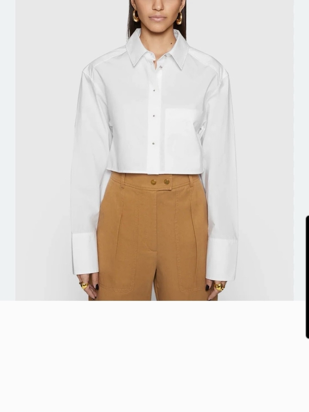 Rebecca Minkoff White Cropped Button-Down Shirt